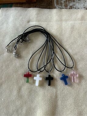 Colorful Cross Pendant Necklaces, set of 5